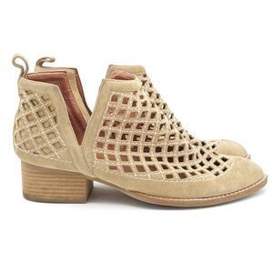 Jeffrey Campbell Taggart Booties Open Cut Out Boot Sand Leather Women’s Size 8.5
